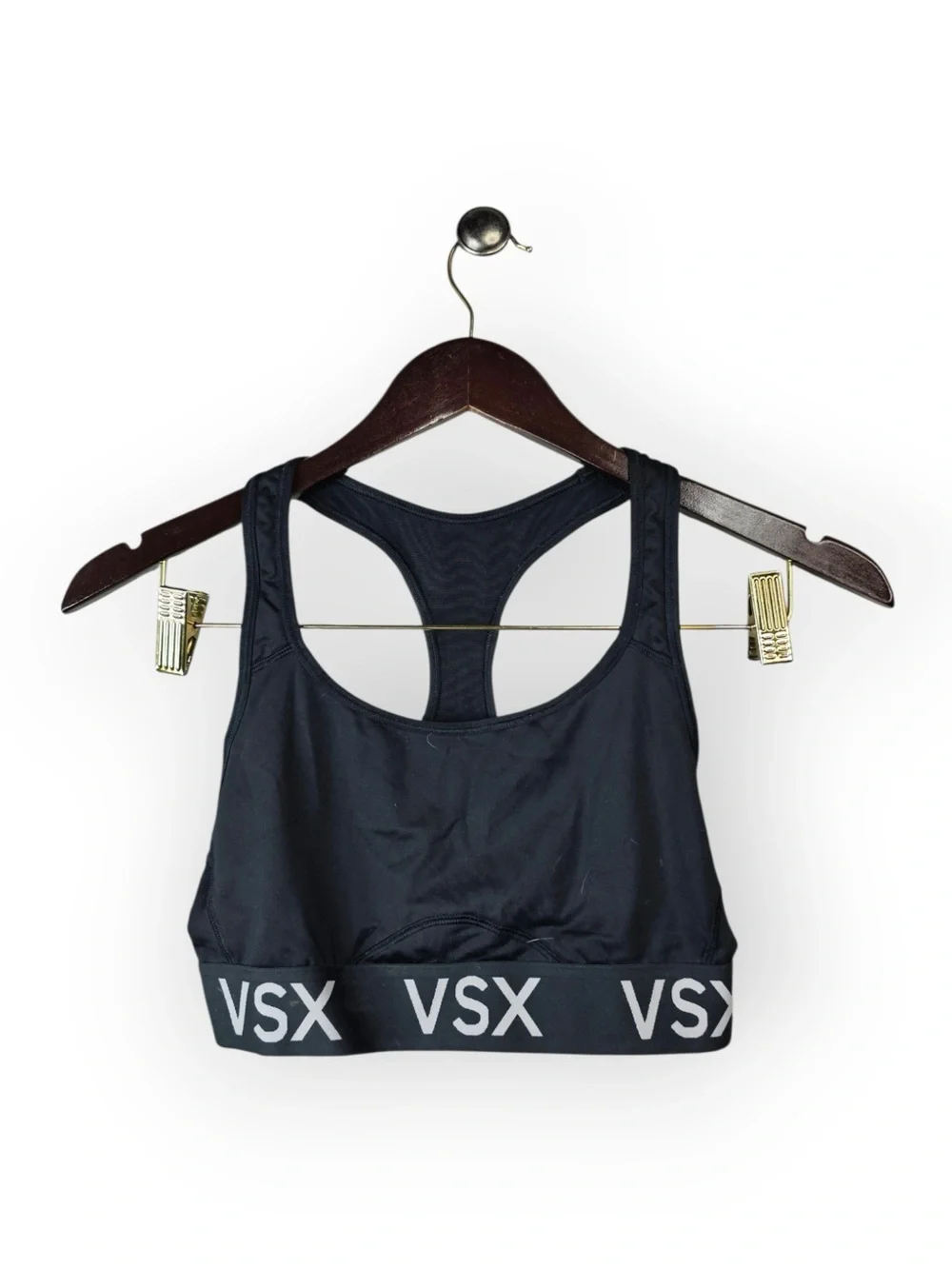 VSX Victoria’s Secret Logo Band Racerback Sports Bra in Black | Small